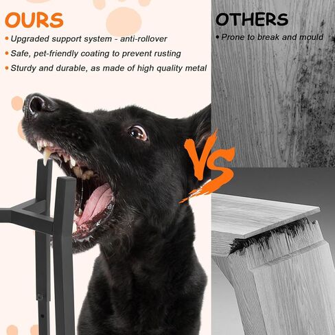 Dog Bowl Stand Elevated, Raised Pet Food & Water Riser for 6.7-10.6" Wide Bowls, Metal Dog Bowl Holder for Small Medium Large Dogs, 2-in-1 Design, Adjusts to 9.8", 11.8", 13.4" Tall(Stand Only) in Kuwait