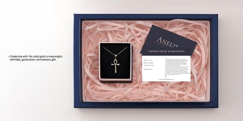 Anelise 14K Solid Gold Cross Necklaces for Women | Crucifix Pendant Necklace | Diamond Cross Necklace for Women | Dainty Necklaces | 18" | Gemstone Real Yellow Fine Gold in Saudi Arabia