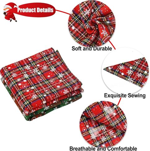 Christmas Pet Bandana Snowflake Pattern for Dogs and Cats, Festive Holiday Party Neckwear (Red & White Plaid,A) in Saudi Arabia