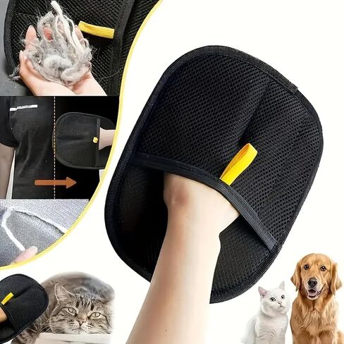 Pet Hair Remover Grooming Glove | Gentle De-Shedding & Massage Glove for Dogs & Cats | Efficient Pet Hair Remover for Furniture, Clothes & Car in Kuwait