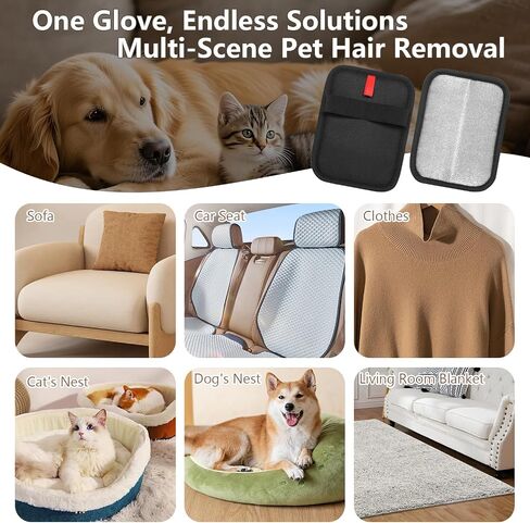 Pet Hair Removal Gloves - Gentle Deshedding Brush for Dogs & Cats, Efficient Fur & Hair Removal, Perfect for Home & Outdoor Use, Comfortable, Easy to Clean & Durable in Saudi Arabia