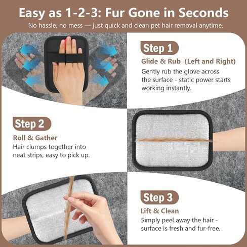 Pet Hair Removal Gloves - Gentle Deshedding Brush for Dogs & Cats, Efficient Fur & Hair Removal, Perfect for Home & Outdoor Use, Comfortable, Easy to Clean & Durable in Saudi Arabia