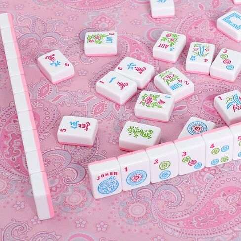 GUSTARIA Mahjong Mat، مفرش طاولة Mahjong مع مطبوعات ونرد إضافي، للبوكر، البطاقة، Mahjongg، ألعاب الدومينو (أزرق، 35 بوصة) in Saudi Arabia