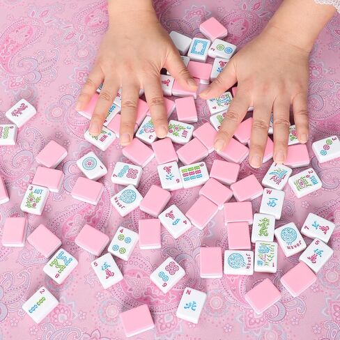 GUSTARIA Mahjong Mat، مفرش طاولة Mahjong مع مطبوعات ونرد إضافي، للبوكر، البطاقة، Mahjongg، ألعاب الدومينو (أزرق، 35 بوصة) in Saudi Arabia