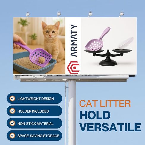 Small cat Litter Scooper with Holder: Perfect for Small Spaces. cat Litter Scooper with Holder: Easy to Store Anywhere. cat Scooper for Litter Box - Pellet Litter Scoop (Dark Grey) in Kuwait