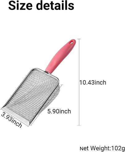 Cat Litter Scoop Stainless Steel Mesh Scooper Long Handle Deep Shovel Non-Stick Coated Metal Litter Scoop for Litter Box Kitten Pooper Lifter(Hole:3.8mm/Regular Cat Litter Scoop) in Saudi Arabia