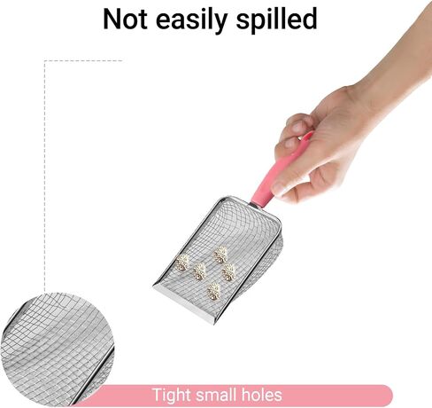 Cat Litter Scoop Stainless Steel Mesh Scooper Long Handle Deep Shovel Non-Stick Coated Metal Litter Scoop for Litter Box Kitten Pooper Lifter(Hole:3.8mm/Regular Cat Litter Scoop) in Saudi Arabia