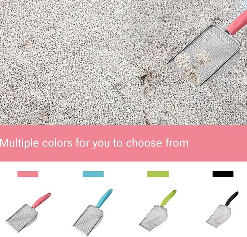 Cat Litter Scoop Stainless Steel Mesh Scooper Long Handle Deep Shovel Non-Stick Coated Metal Litter Scoop for Litter Box Kitten Pooper Lifter(Hole:3.8mm/Regular Cat Litter Scoop) in Saudi Arabia