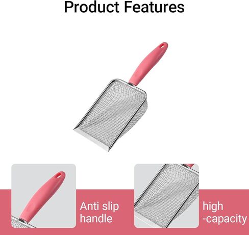 Cat Litter Scoop Stainless Steel Mesh Scooper Long Handle Deep Shovel Non-Stick Coated Metal Litter Scoop for Litter Box Kitten Pooper Lifter(Hole:3.8mm/Regular Cat Litter Scoop) in Saudi Arabia