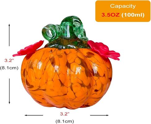 Small Glass Hummingbird Feeders for Outdoors Hanging + Rain Cover - Hand Blown Glass Pumpkin Nectar Feeding, 2 Flowers Feeding Ports, Decor for Garden/Backyard Outside, Multi Color in Kuwait