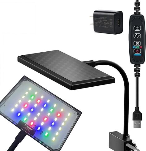 Aquarium Light, 3 Mode Clip on Fish Tank Light with Timer Function, Full Spectrum Aquarium Plant Light, Adjustable Brightness, for 6-10 Inch Fish Tank in Saudi Arabia