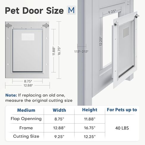 PETOUCH Dog Door for Walls with Attached Magnets, Weatherproof Pet Doors for Petite to Average Sized Dogs, Cats or Other Pets, Upgraded and Thickened, 8" × 11" Opening Flap Size, Easy Installation in Saudi Arabia