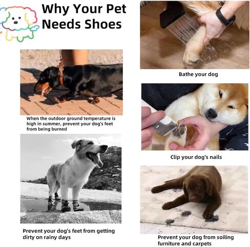 PetPhindU Dog Suspender Boots Tall Dog Boots Anti-Slip Fall Waterproof Dog Shoes Leggings Adjustable Suspender Boots Dogs Winter Snow Rain Hiking Paws Protector Dog Rain Shoes (L,Black) in Saudi Arabia