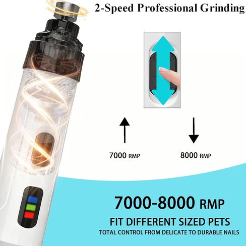 Silent Dog Nail Grinder Quiet Electric Pet Nail Trimmer File Painless Paws Grooming Tool with 2 Speed for Small Medium Large Dogs Cats Pet in Kuwait