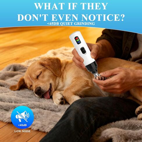 Silent Dog Nail Grinder Quiet Electric Pet Nail Trimmer File Painless Paws Grooming Tool with 2 Speed for Small Medium Large Dogs Cats Pet in Kuwait