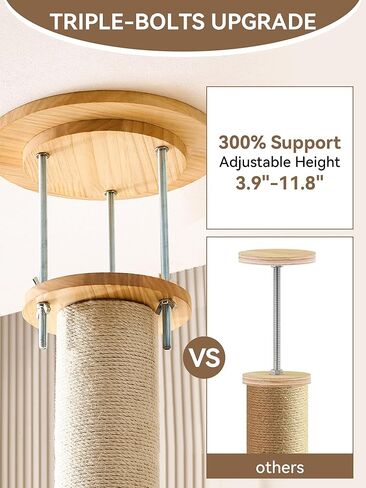 شجرة قطط من الأرض إلى السقف، ارتفاع 5 طبقات قابل للتعديل (88-126 بوصة) برج تسلق من الخشب الصلب مع عمود خدش من السيزال، كبسولة شفافة وأرجوحة مريحة in Kuwait