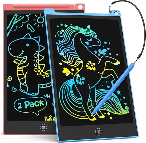 تابلت كتابة LCD مقاس 10 بوصات من TECJOE للأطفال، لوحة رسومات الشعار المبتكرة الملونة، وسادات رسم لوحية للرسم الإلكتروني لهدايا الأطفال من سن 3 إلى 6 سنوات (الأزرق والوردي) in Kuwait