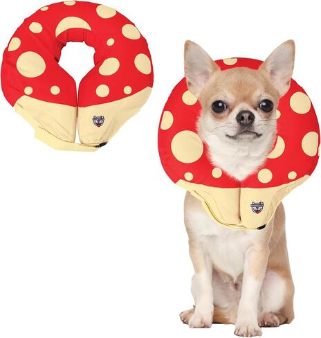 BigMouth Inc Mushroom Inflatable Dog Recovery Collar, Comfortable Cone Replacement for Pet Surgery, Protective Collars to Prevent Licking & Biting, Size Large in Saudi Arabia