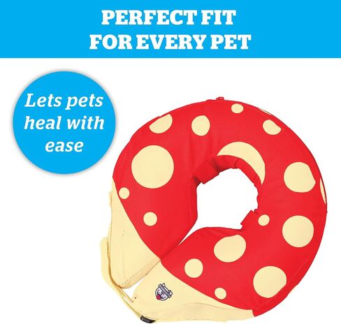 BigMouth Inc Mushroom Inflatable Dog Recovery Collar, Comfortable Cone Replacement for Pet Surgery, Protective Collars to Prevent Licking & Biting, Size Large in Saudi Arabia