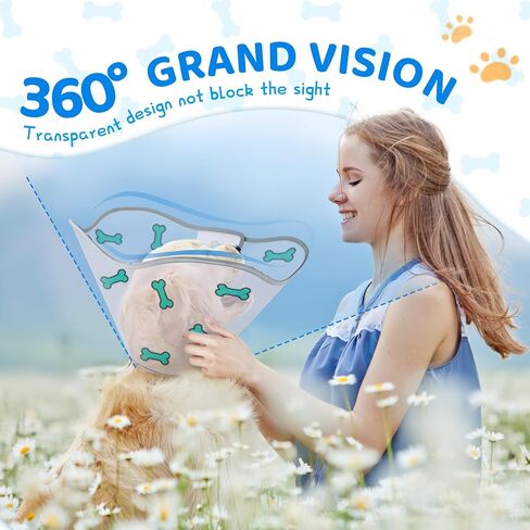 مخروط الكلب بعد الجراحة - طوق تعافي ناعم ومريح وقابل للتعديل للكلاب الكبيرة والمتوسطة والصغيرة - توقف عن اللعق بحافة حماية ناعمة (Love، M) in Kuwait