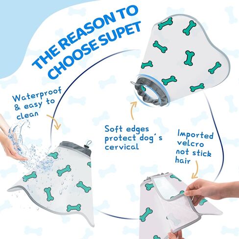 مخروط الكلب بعد الجراحة - طوق تعافي ناعم ومريح وقابل للتعديل للكلاب الكبيرة والمتوسطة والصغيرة - توقف عن اللعق بحافة حماية ناعمة (Love، M) in Kuwait