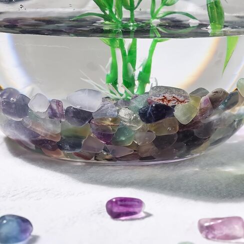 100g Fluorite Aquarium Gravel - Faux Tumbled Healing Crystal Chips | Bulk Gemstones for Fountain, Vase Filler, Planters, Fish Tank | Decorative Crushed Stones for Reiki Energy Balancing in Saudi Arabia