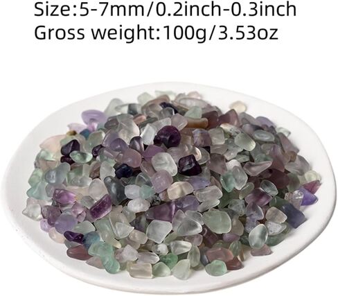 100g Fluorite Aquarium Gravel - Faux Tumbled Healing Crystal Chips | Bulk Gemstones for Fountain, Vase Filler, Planters, Fish Tank | Decorative Crushed Stones for Reiki Energy Balancing in Saudi Arabia