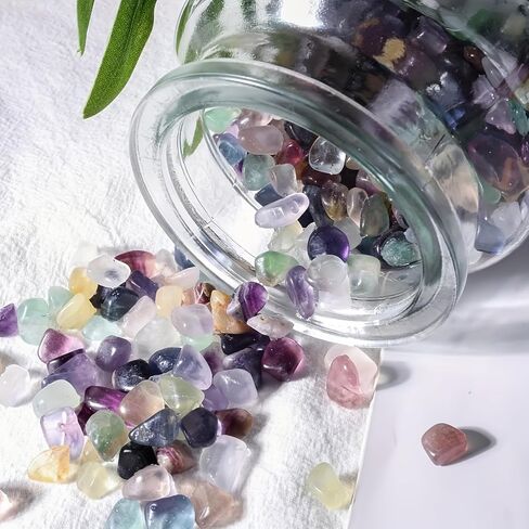 100g Fluorite Aquarium Gravel - Faux Tumbled Healing Crystal Chips | Bulk Gemstones for Fountain, Vase Filler, Planters, Fish Tank | Decorative Crushed Stones for Reiki Energy Balancing in Saudi Arabia