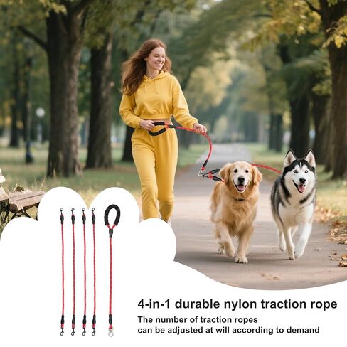 4 Way Dog Leashes,No Tangle Medium Small Dog Walking Leash,Nylon Pet Leash for 1 to 4 Dogs Outdoor Walking (Black) in Kuwait