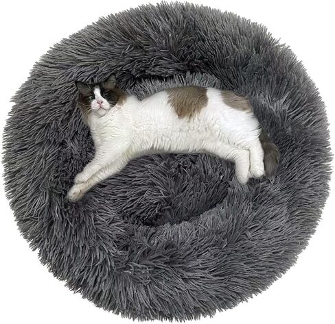 أسرة القطط للقطط الداخلية مع قاعدة غير قابلة للانزلاق، وسادة أرنب قطيفة، سرير كلب على شكل دونات، سرير ناعم من الفرو الصناعي في الداخل للقطط الداخلية، سرير أرنب مريح يصل إلى 7 رطل، حيوان أليف صغير in Kuwait