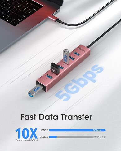 كابل USB Hub طويل ، 8 منافذ USB 3.0 فاصل مع 7 منافذ بيانات USB 3.0 ، محول متعددة مع منفذ الطاقة C 5V/3A ، 47in/120 سم كابل رئيسي للكمبيوتر المحمول والمزيد in Saudi Arabia