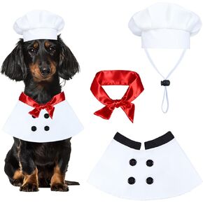 زي طاهٍ للكلاب، أزياء الهالوين للكلاب، مجموعة ملابس الطهاة وقبعة الشيف للحيوانات الأليفة ووشاح أحمر، ملابس تنكرية للعطلات والهالوين للكلاب الصغيرة والمتوسطة والكبيرة والحيوانات الأليفة (كبير) in Kuwait