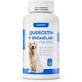Quercetin + Bromelain for Dogs – Immune & Allergy Support Supplement, Inflammatory Relief, Antioxidant Formula, 120 Beef-Flavored Chewable Tablets in Saudi Arabia