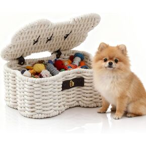 Cotton Rope Basket for Pet Toys, Bone Shaped Pet Toys Organizer, Handmade Dog Toy Bin, Woven Baskets for Storage,14.96 x 11.22 x 6.5 inch in Saudi Arabia