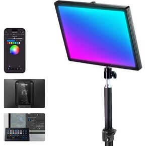 NEEWER GL25B 12.9 بوصة ضوء مفتاح متدفق، 2.4G RT100 جهاز التحكم عن بعد والكمبيوتر/Mac APP التحكم 25W 2300Lux/0.5m 2900K–7000K CRI98+ حافة عاكسة للضوء تنبعث من كاميرا ويب صامتة مع حامل مكتب وجهاز إرسال USB in Kuwait