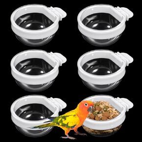 6 Pcs Detachable Transparent Bowl Plastic Bird Feeder Bowl Convenient Hanging Seed Water Cup Small Bird Parrot Food Cup for Parrot Canary Finch Small Birds in Kuwait