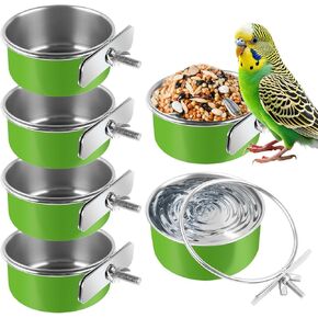 2 Pcs Stainless Steel Bird Bowls, Small Bird Food Dishes for Cage, Parrot Cage Feeder with Clamp Holder for Parakeet/Cockatiels/Conure/Budgies/Ferret/Small Animal in Kuwait