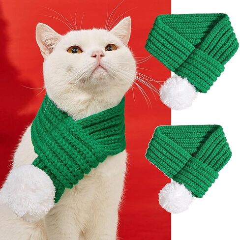 Christmas Scarf for Dog,Knitted Dog Christmas Scarf & Bandana,Pet Holiday Party Costume Accessories, Green in Saudi Arabia
