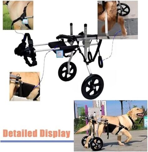 Large Pet Dog Wheelchair for German Shepherd, M/XL/XXL/XXXL Adjustable Mobility Rehabilitation Wheels, Disabled Hind Legs Walking for 15 to 60kg Dog in Saudi Arabia