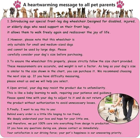 Dog Wheelchair for Front Legs 4-Wheeled, Adjustable Dog Carts with Wheels, Lightweight Pet Wheel Chair with Front Limb Walking Mobility Aids for Doggy Leg Brace Hip Support Legs Weak Pet in Saudi Arabia