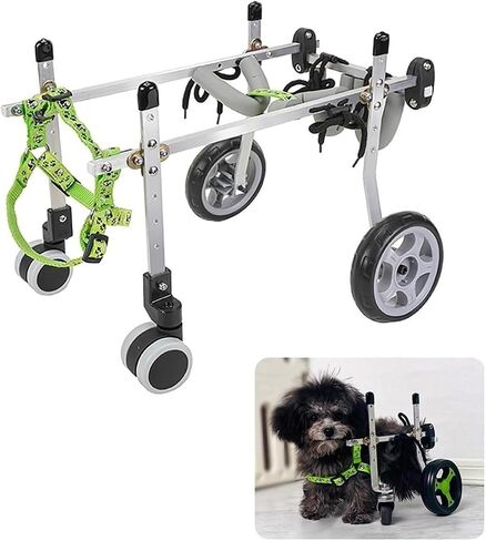 Dog Wheelchair 4 Wheels Cart for Leg Full Support, Adjustable Pet Wheelchair for Small Medium Large Doggy, Light Weight Rehabilitation Brace Wheelchair in Saudi Arabia
