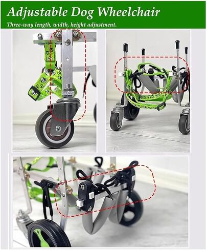 Dog Wheelchair 4 Wheels Cart for Leg Full Support, Adjustable Pet Wheelchair for Small Medium Large Doggy, Light Weight Rehabilitation Brace Wheelchair in Saudi Arabia