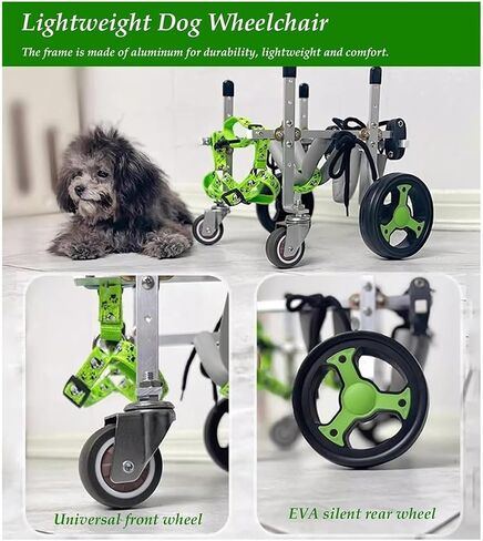 Dog Wheelchair 4 Wheels Cart for Leg Full Support, Adjustable Pet Wheelchair for Small Medium Large Doggy, Light Weight Rehabilitation Brace Wheelchair in Saudi Arabia