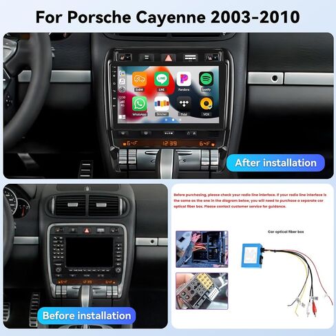[2G+32G]Android 13 Car Stereo for Porsche Cayenne 2003-2010 with Wireless Apple Carplay Android Auto,9'' HD Touchscreen Car Radio with Mirror link WiFi GPS Navigation Bluetooth FM/RDS SWC+Rear Camera in Saudi Arabia