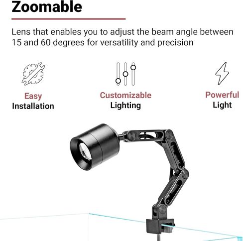 Chihiros Z Light - App Controlled Aquarium Spotlight, Dimmable Fish Tank Grow Light, Small LED for Planted Tanks - 2800-8000K Customizable Aquarium Light - Normal, Black in Saudi Arabia