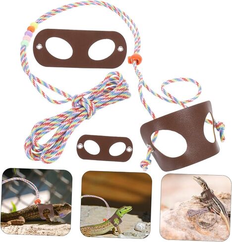 Generic Adjustable Lightweight Lizard Leash for Small Reptiles Portable Breathable PU Material Wear-Resistant Gecko Harness Comfortable Strap for Bearded Dragon Outdoor Use in Saudi Arabia