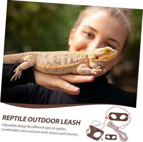 Generic Adjustable Lightweight Lizard Leash for Small Reptiles Portable Breathable PU Material Wear-Resistant Gecko Harness Comfortable Strap for Bearded Dragon Outdoor Use in Saudi Arabia