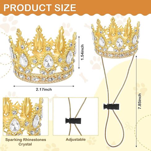 Abbylike Pet Rhinestone King Crown Small Size, Queen Crown for Halloween Costume for Small Dog Cat Cosplay Party Accessories Adoption Celebration Wedding Birthday Photos Prop Costume in Saudi Arabia