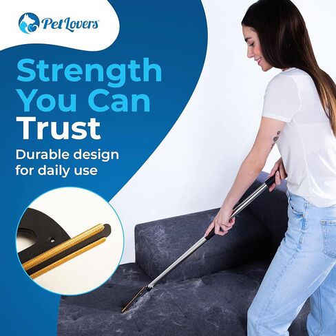 PetLovers EzLint Mega 52" Carpet Rake & Pet Hair Removal Tool – Dog & Cat Hair Remover Broom with Adjustable Handle & Extra Wide Head for Carpets, Rugs & Stairs (Black) in Kuwait