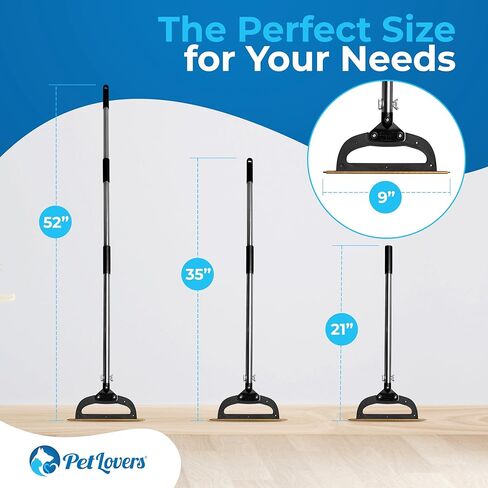 PetLovers EzLint Mega 52" Carpet Rake & Pet Hair Removal Tool – Dog & Cat Hair Remover Broom with Adjustable Handle & Extra Wide Head for Carpets, Rugs & Stairs (Black) in Kuwait